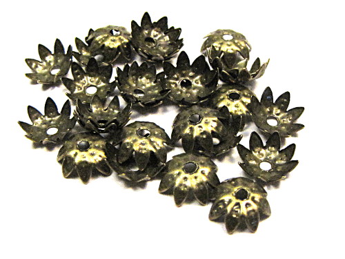 Perlkappe, filigran, bronzefarben, ca. 8x2,5mm, 10 Stck